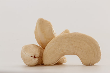 Cashew nut   raw on a white
