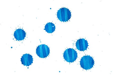 Ink blue drop color splash  isolated on whiteの写真素材