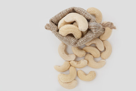 Cashew nuts  in bagの写真素材