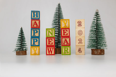 Christmas decoration with pine on white background,The concept celebration in the Christmas Festival and Happy new year  2024の写真素材