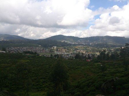 Landscape view of buildings by the countrysideの写真素材