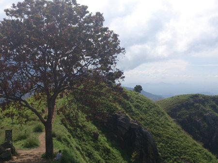 Tourist up on the hillの写真素材