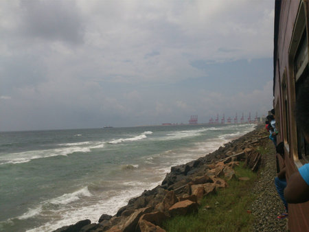 View of sea from the trainの写真素材