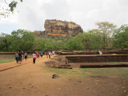 Tourists at the ancient city of Sigiriyaの写真素材
