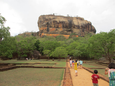 Tourists at the ancient city of Sigiriyaの写真素材