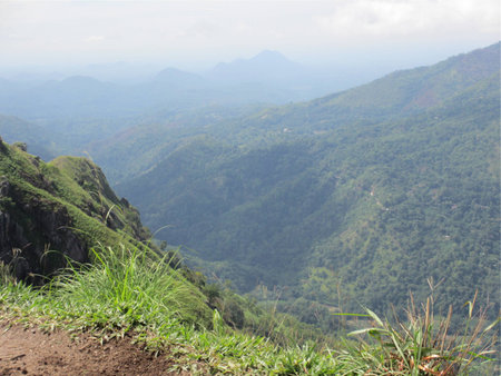 Scenic view from top of mountainの写真素材