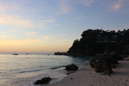 Landscape view of a beautiful beach near a resortのeditorial素材