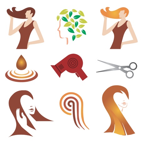 Set Of Hair Cosmetic And Hair Stylist Icons Illustration