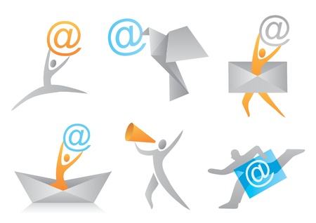 Set of mail, post, correspondence icons and symbols. Vector illustration.のイラスト素材