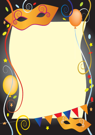 Vector background for carnival and party invitation cards with colored balloons and confetti のイラスト素材