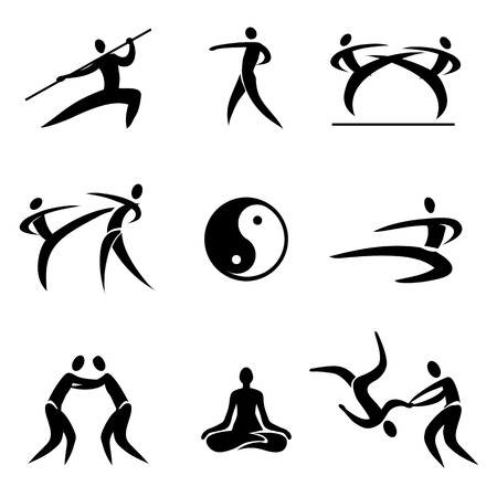 Simple Sport Pictogram  Asian Martial Arts Icons  Vector illustration のイラスト素材