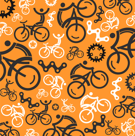 Colorful cycling background with cycling icons  Vector illustrations のイラスト素材
