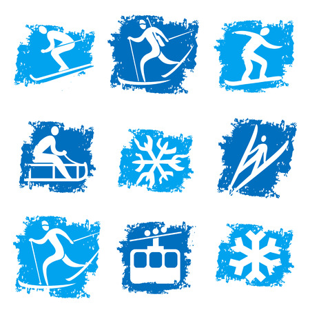 Set of grunge winter sport icons. Vector illustration.のイラスト素材