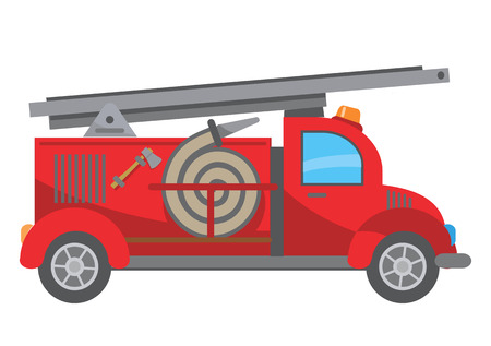 Three Children playing on the fire truck. のイラスト素材
