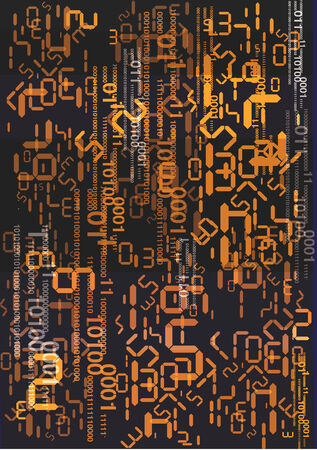 Deep Abstract background with orange digital numbers Vector illustrationのイラスト素材