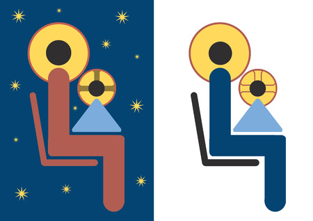 Simple modern pictogram of Mother with childのイラスト素材