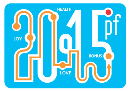 Unusual New Year Greeting with number 2015 as board game. Ilustration.