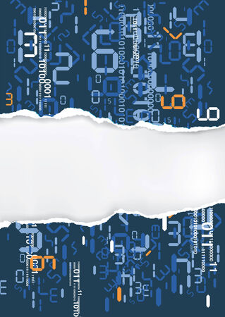 Torn paper background with digital numbers and place for your text or image. Illustration.のイラスト素材