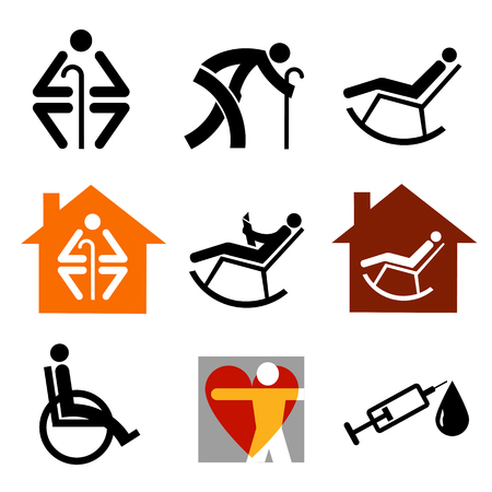 Senior black original icons set on white background.Vector illustration.のイラスト素材