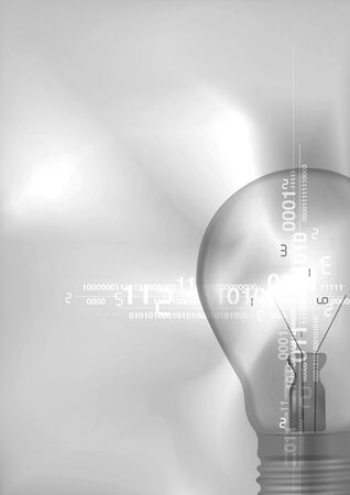 Light bulb with digital numbers. Grey Abstract background with light bulb and digital numbers. Vector available.のイラスト素材