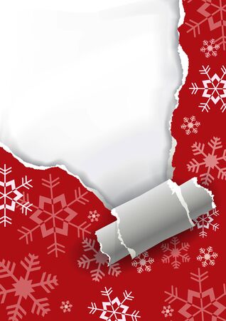 Red ripping christmas paper background with copy spaceのイラスト素材