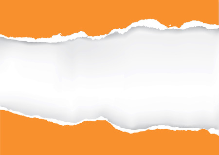 Orange ripped paper. Illustration of orange ripped paper with place for your image or text. Vector available.のイラスト素材