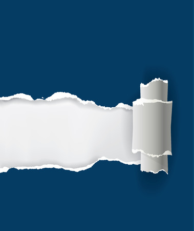 Blue ripped paper. Illustration of blue  ripped paper with place for your image or text . Vector available.のイラスト素材
