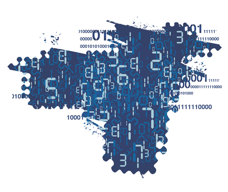 Digital Numbers background. Blue grunge Abstract background with digital numbers.のイラスト素材