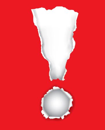 Red torn paper Exclamation markのイラスト素材