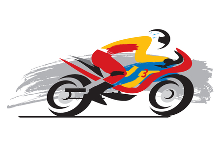 Motorcycle Racer. Grunge style expressive illustration of Motorcycle Racer.Vector available.のイラスト素材