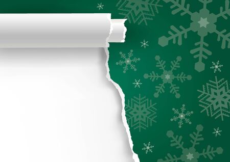 Christmas ripped paper background with snowflakes. Red torn paper background with place for your text or image. Vector available.のイラスト素材
