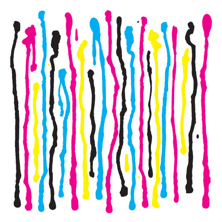 Flowing Paint, CMYK colors. Colorful background with dripping cmyk paint. Concept for presenting of color printing. Vector available.のイラスト素材