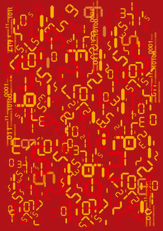 Stream of digital numbers, background. Illustration of red backdrop with digits.Vector available.のイラスト素材