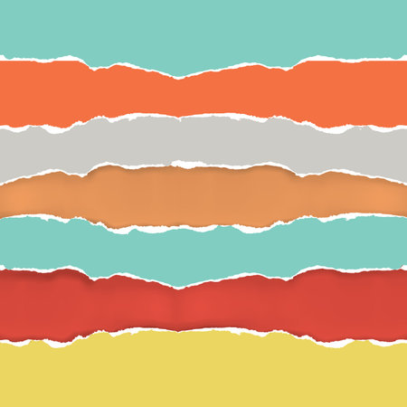 Torn paper colorful stripes. Illustration of Ripped paper stripes square background, torn paper edge. Vector available.のイラスト素材