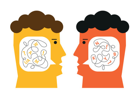 Impossibility of dialogue, unable to empathize with others, psychology concept. Illustration of...