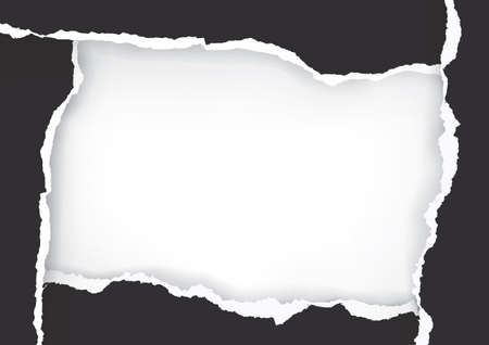 Black ripped paper frame, banner template. Illustration of Black torn paper with place for your image or text. Vector available.のイラスト素材