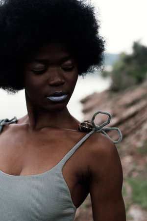 african, african american, african model, afro, alone, attractive, background, beach, beautiful, beauty, black, blue, body, curly, curly hair, enjoying, ethnicity, face, fashion, female, freedom, fresの写真素材