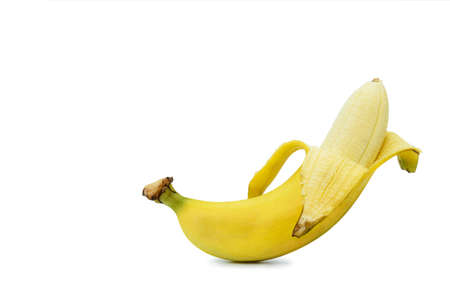 Peeled banana isolate on white backgroundの写真素材