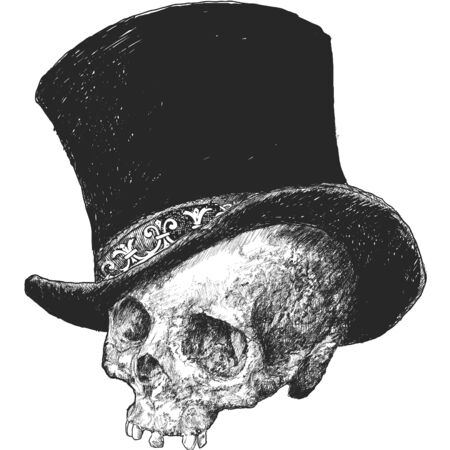 Top Hat Skull Illustrationの写真素材