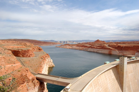    Glen Canyon Dam with Lake Powell,  nevada, usa      