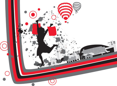 illustration of lady with shopping bagsのイラスト素材