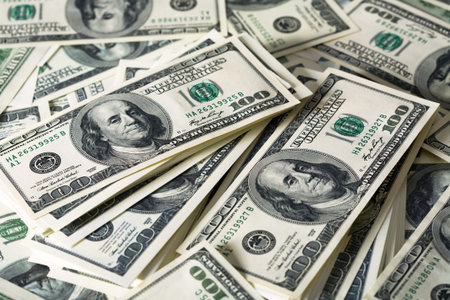 Heap of dollars, money background 