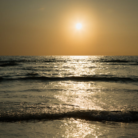 Golden sunset in sea