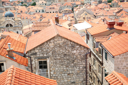 Dubrovnik, Croatia. Tiled rooftops of old town.の写真素材