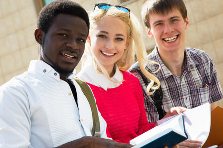Group of student with notebook outdoor