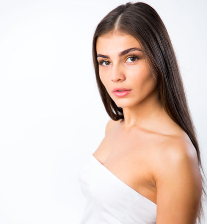 Beautiful young woman with clean fresh skinの写真素材