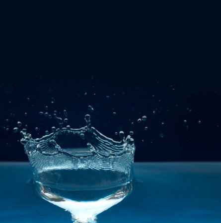 Beautiful splash of blue freshnes water isolated on a dark background
