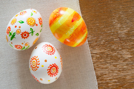 Beautiful background of Easter eggs hand painted