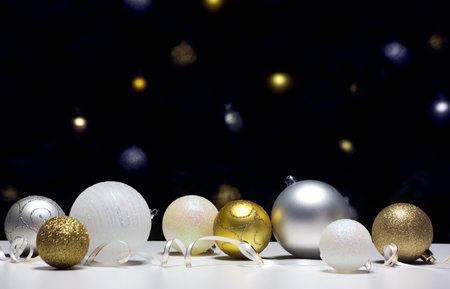 Christmas balls against the backdrop of a? Hristmas decorations