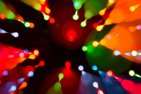 Beautiful abstract background of bright colored dynamic lightsの写真素材